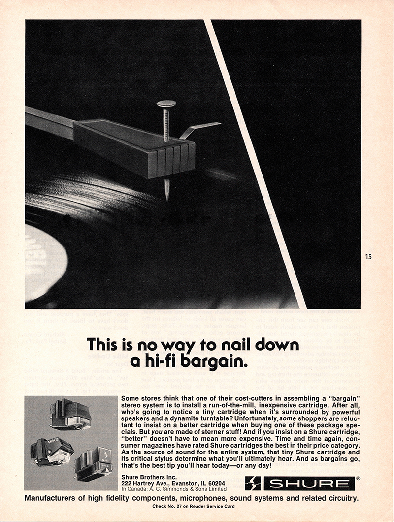 Shure advertisement in Audio, September 1976