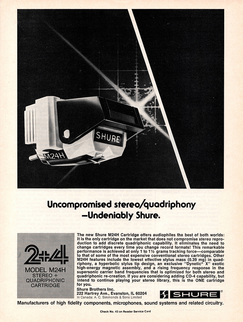 Shure advertisement in Audio, November 1976