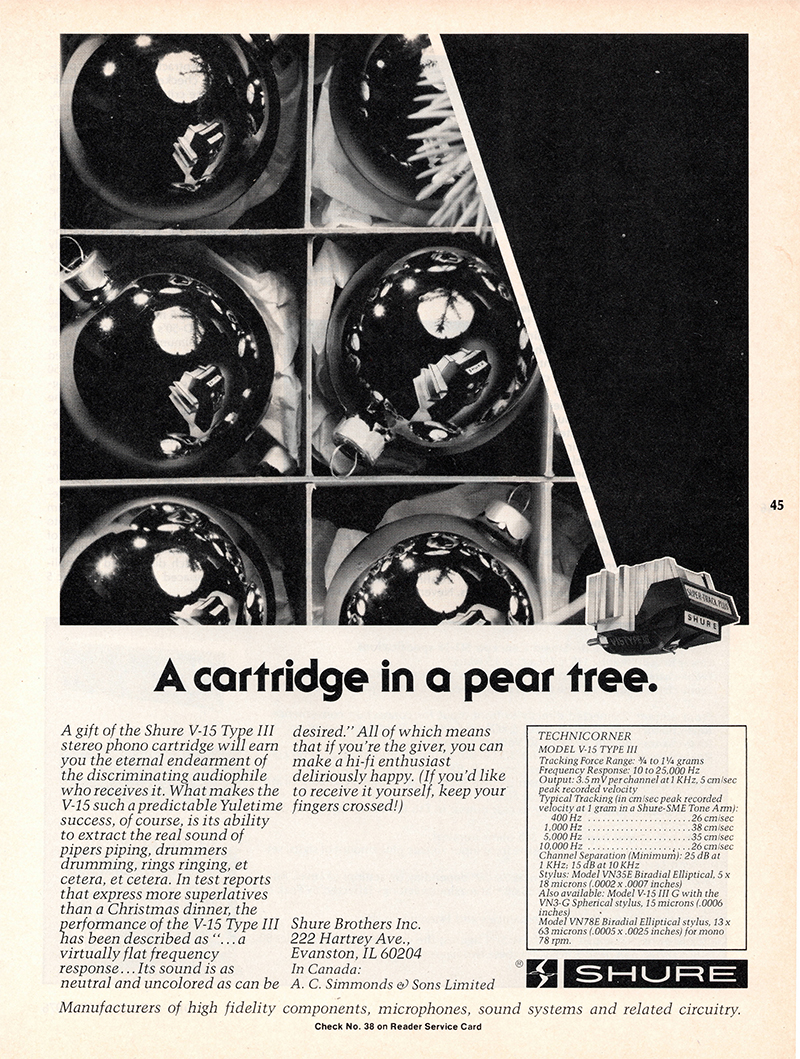 Shure advertisement in Audio, December 1976