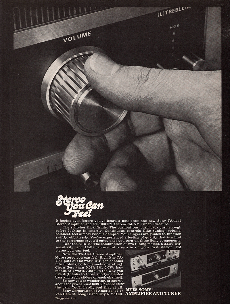 Sony advertisement in Audio, September 1970