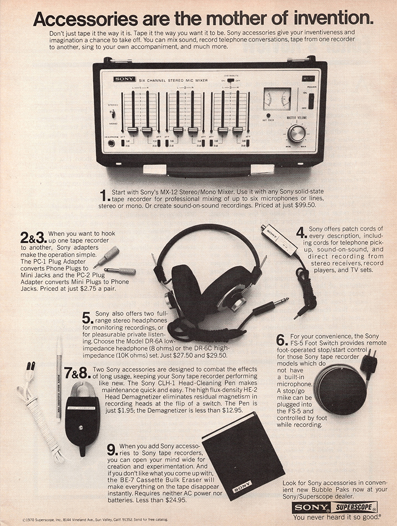 Sony advertisement in Audio, September 1970