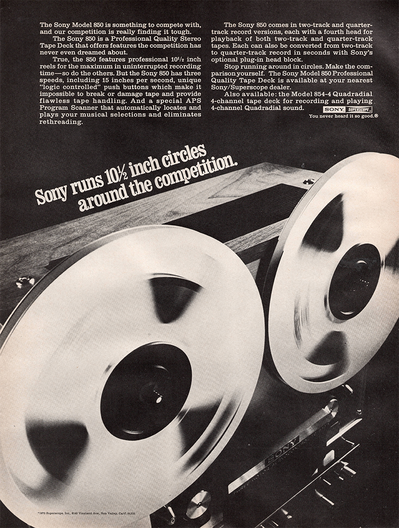 Sony advertisement in Audio, October 1970
