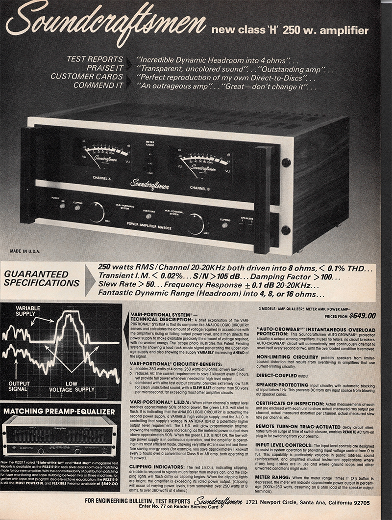 Soundcraftsmen advertisement in Audio, October 1978