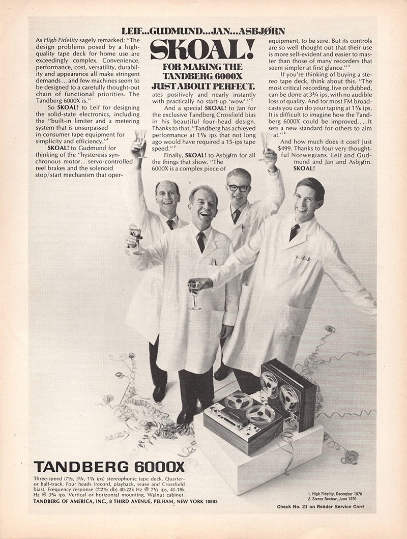 Tandberg advertisement in Audio, April 1971