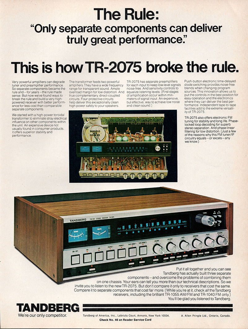 Tandberg advertisement in Audio, February 1976