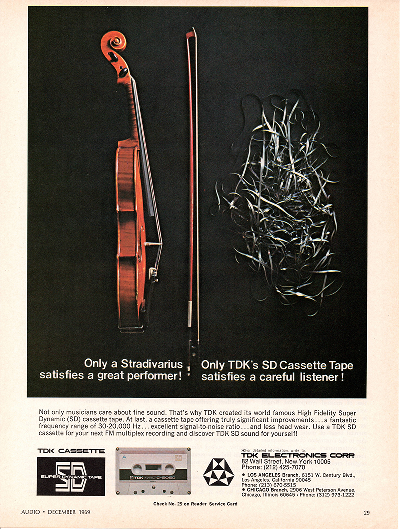 TDK advertisement in Audio, December 1969