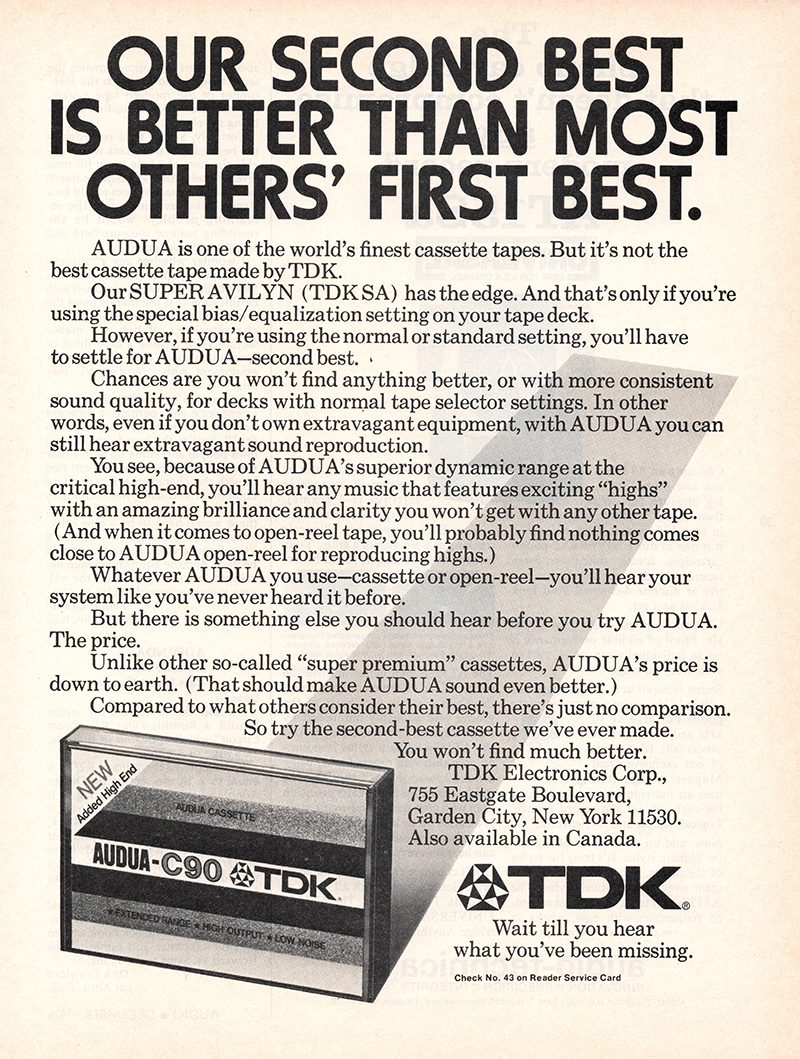 TDK advertisement in Audio, December 1976