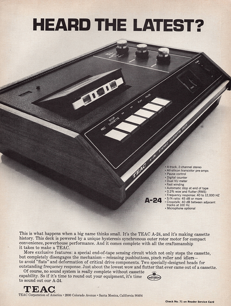 Teac advertisement in Audio, November 1970