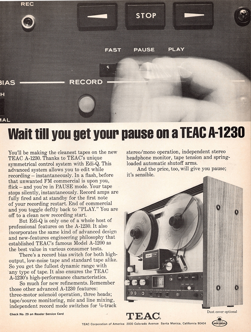 TEAC advertisement in Audio, March 1971
