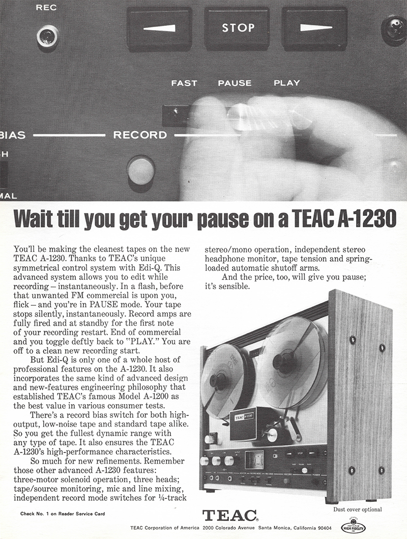 TEAC advertisement in Audio, May 1971