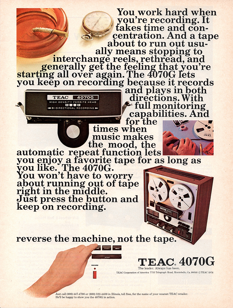 TEAC advertisement in Audio, May 1976