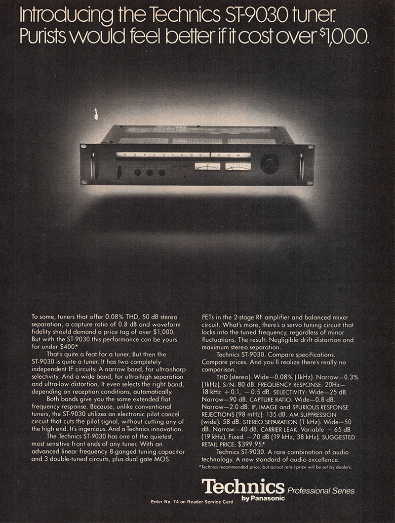 Technics advertisement in Audio, October 1977