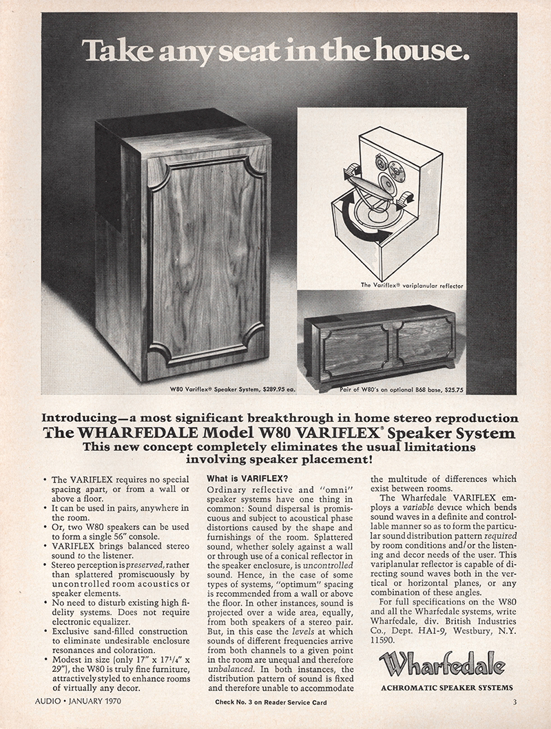 Wharfedale advertisement in Audio, January 1970